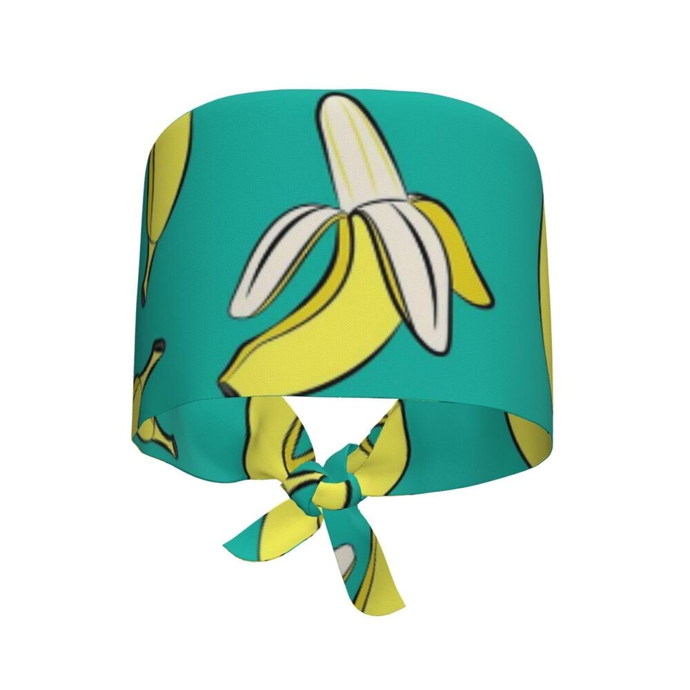 8219 Bananas On Green Adjustable Working Cap Scrub Hat Sweatband, Fashional